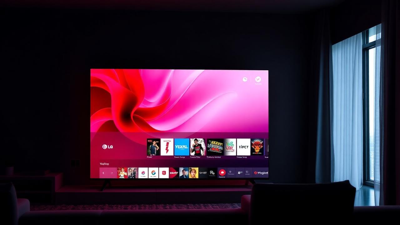 LG OLED TV com interface WebOS exibindo aplicativos de streaming