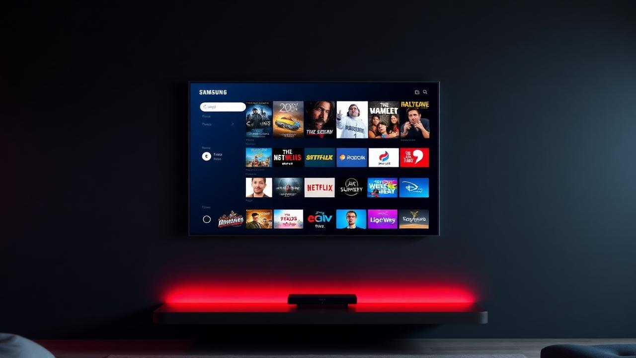 Smart TV Samsung mostrando grade de aplicativos de streaming